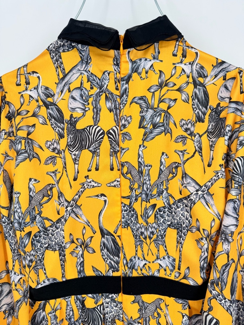 Retro Yellow Animal Safari Midi Dress Beaded Medium WhimsiGoth Academia THE MOON - Picture 9 of 16